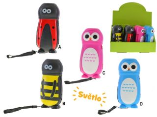 Obrázek z Baterka zvířátko 11,5cm na baterie s dynamem 4druhy (12) RP 0,84Kč 